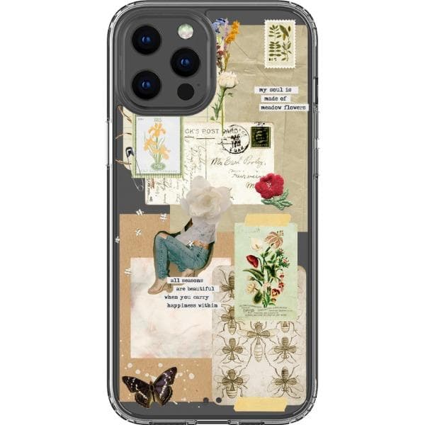 Soul Made Of Meadow Flowers Collage Clear Phone Case for iPhone 14