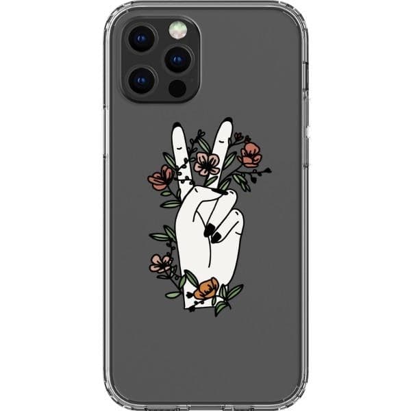 Peace Sign Line Art Clear Phone Cases for Apple iPhone 15 more