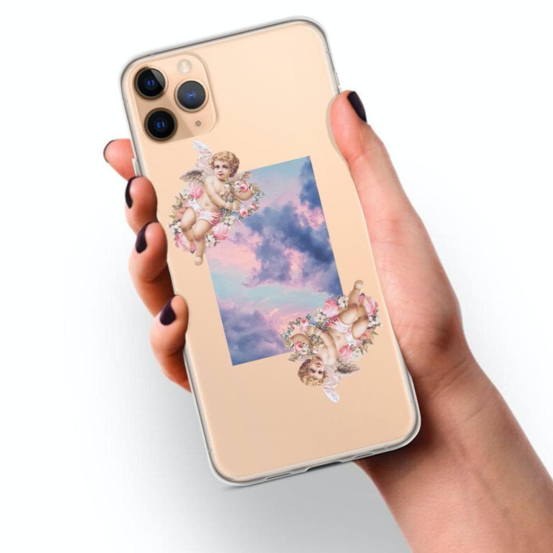 Aesthetic Angel Clear Phone Case for Apple iPhone 15 more