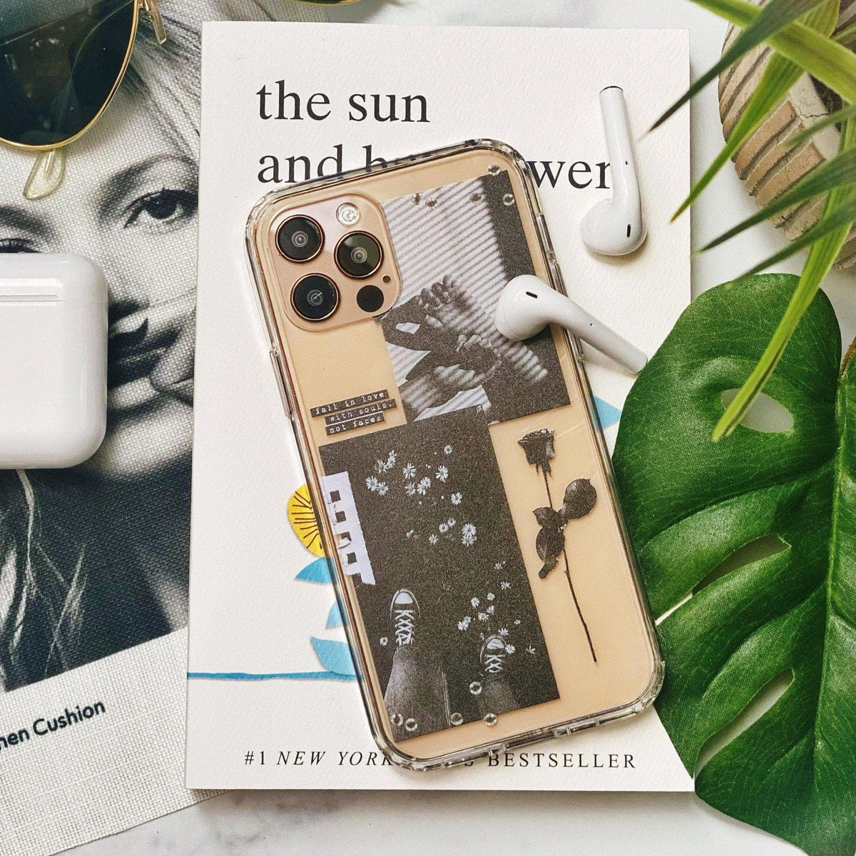 Black and White Aesthetic Collage Clear Phone Case