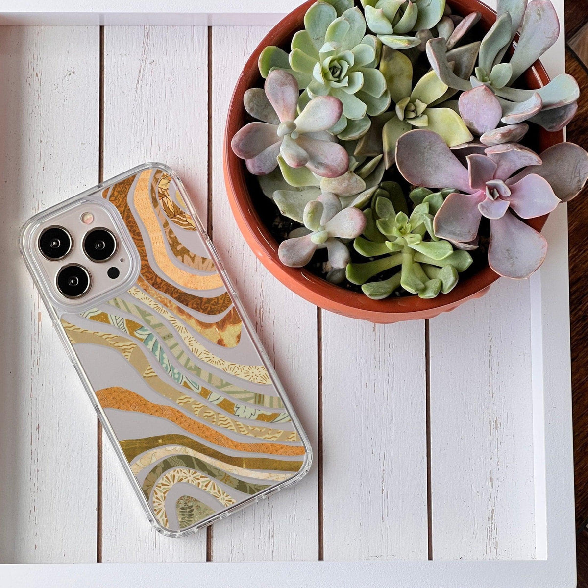 Boho Abstract Lines Clear Phone Case for Apple iPhone 15 (& more