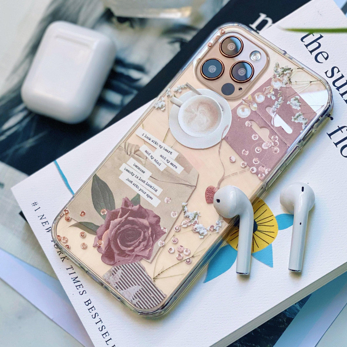 Chic Pink Collage Clear Phone Case for Apple iPhone 15 (& more