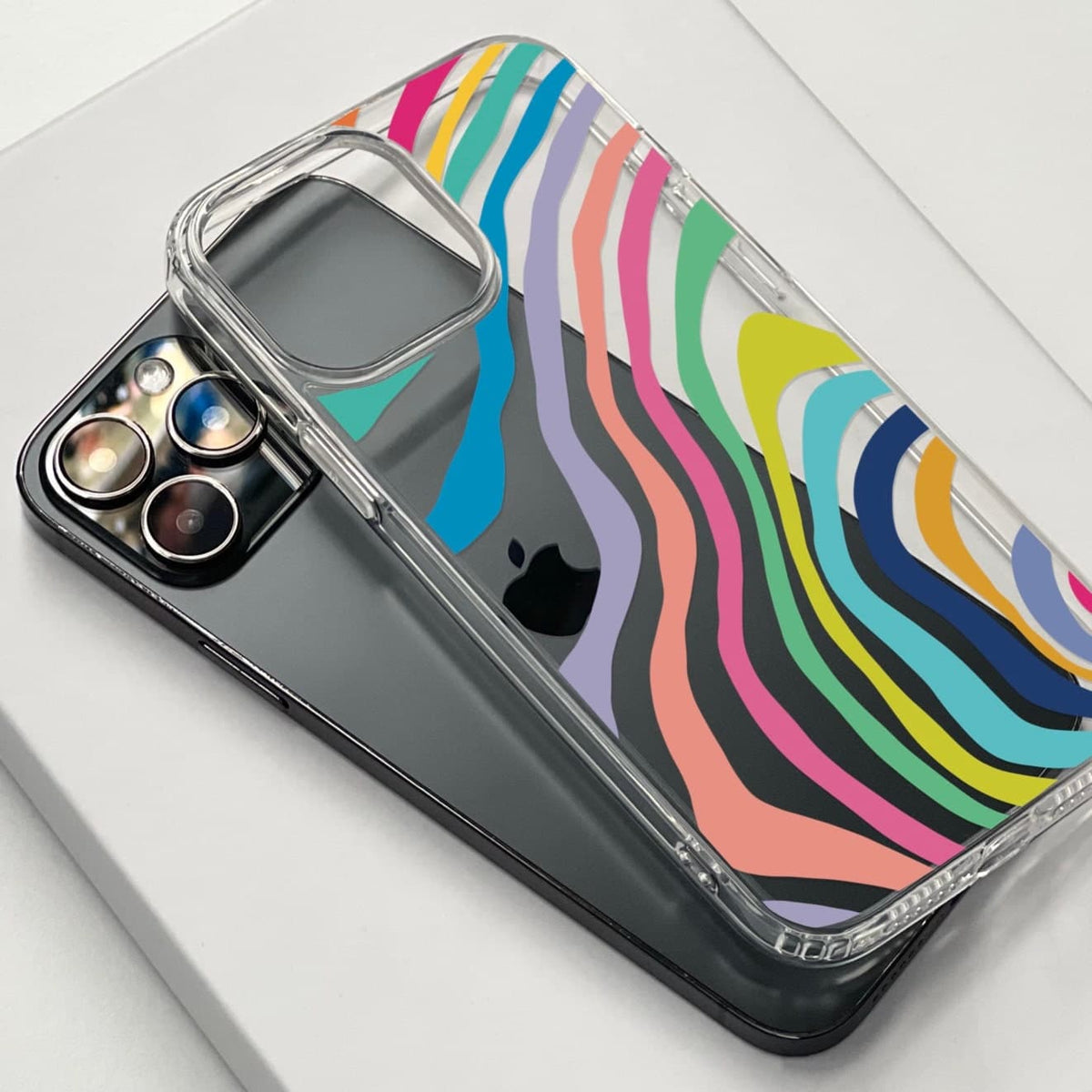 Colorful Abstract Lines Clear Phone Case for Apple iPhone 15 (& more!)– The  Urban Flair