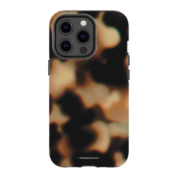 Creamy Tortoise Shell Tough Phone Case for Apple iPhone 15 more