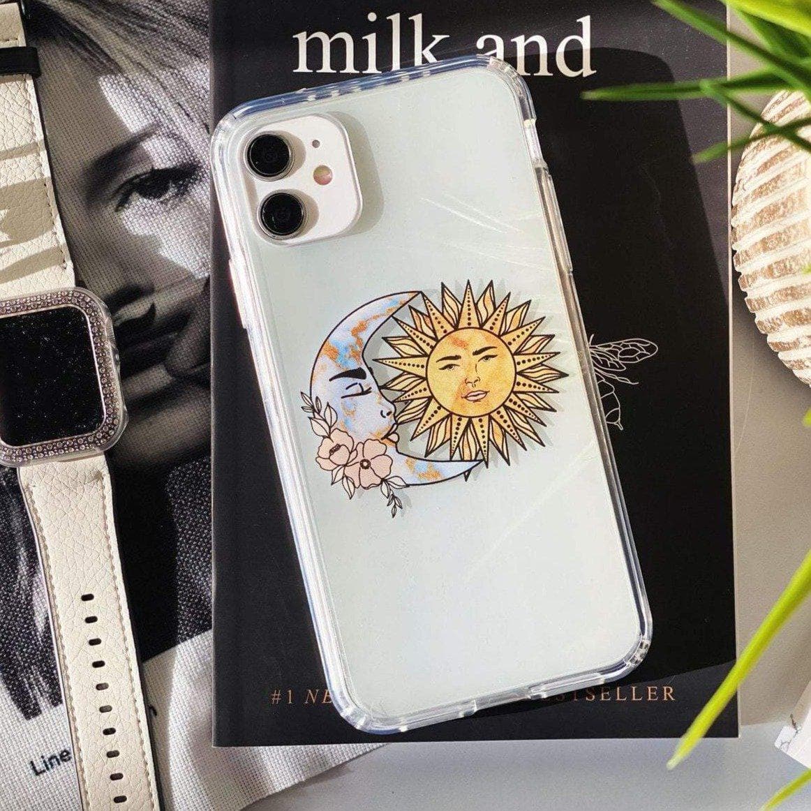 Cute Minimal Sun Moon Clear Phone Case
