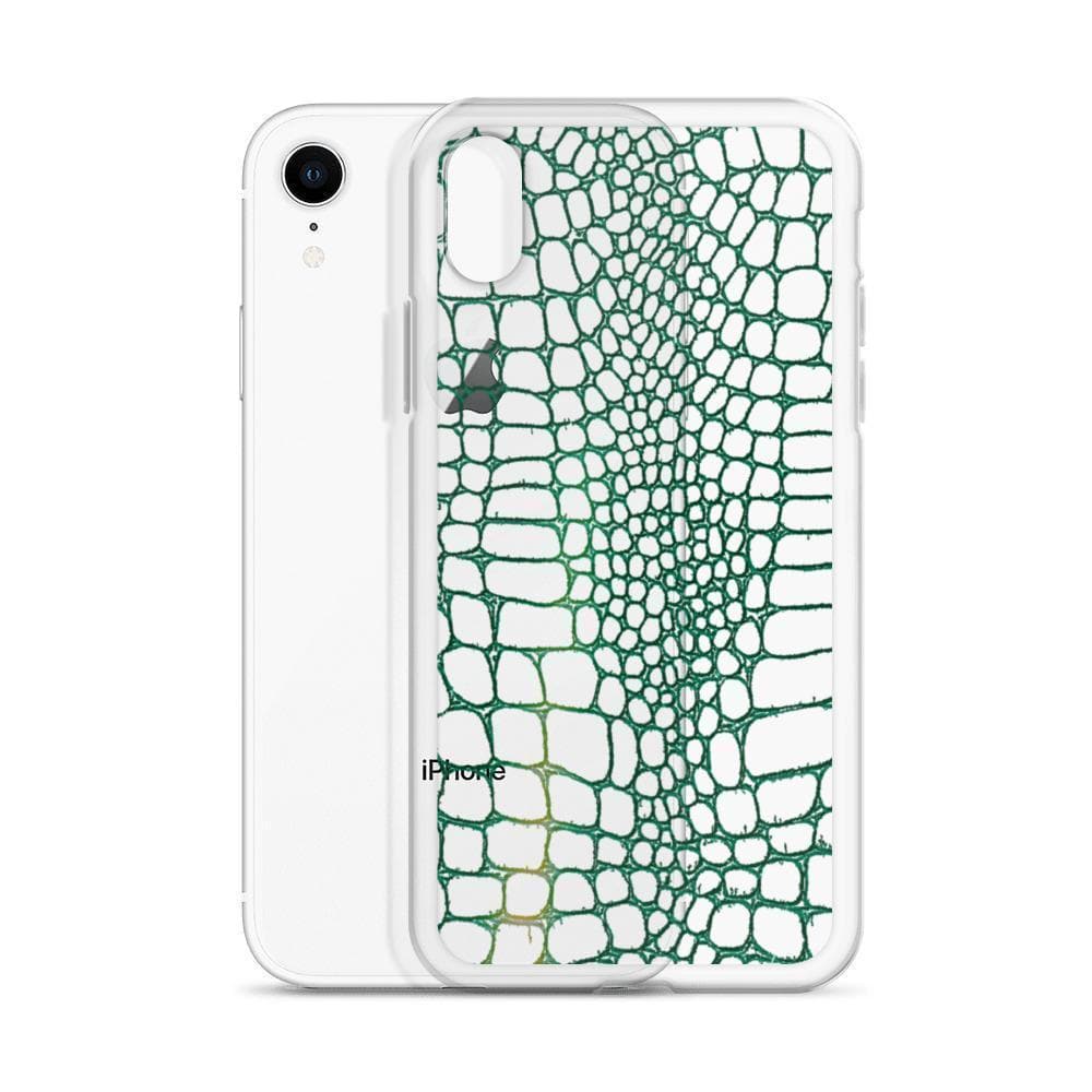 Green Snakeskin Clear Phone Case for Apple iPhone 15 more