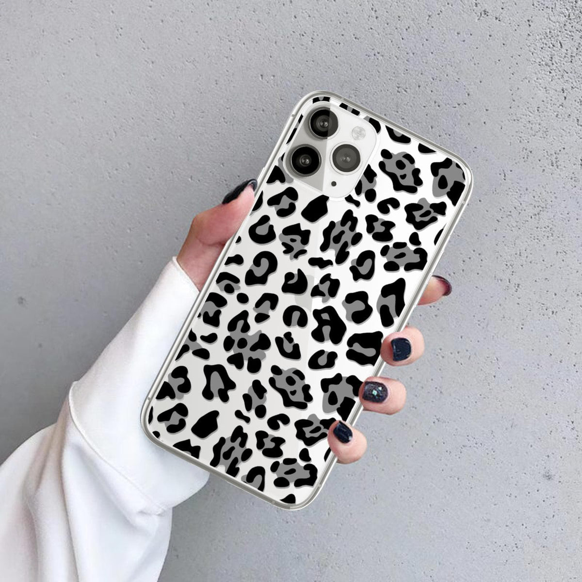 Grey Leopard Animal Print Clear Phone Case Grey Leopard Animal Print Clear Phone Case