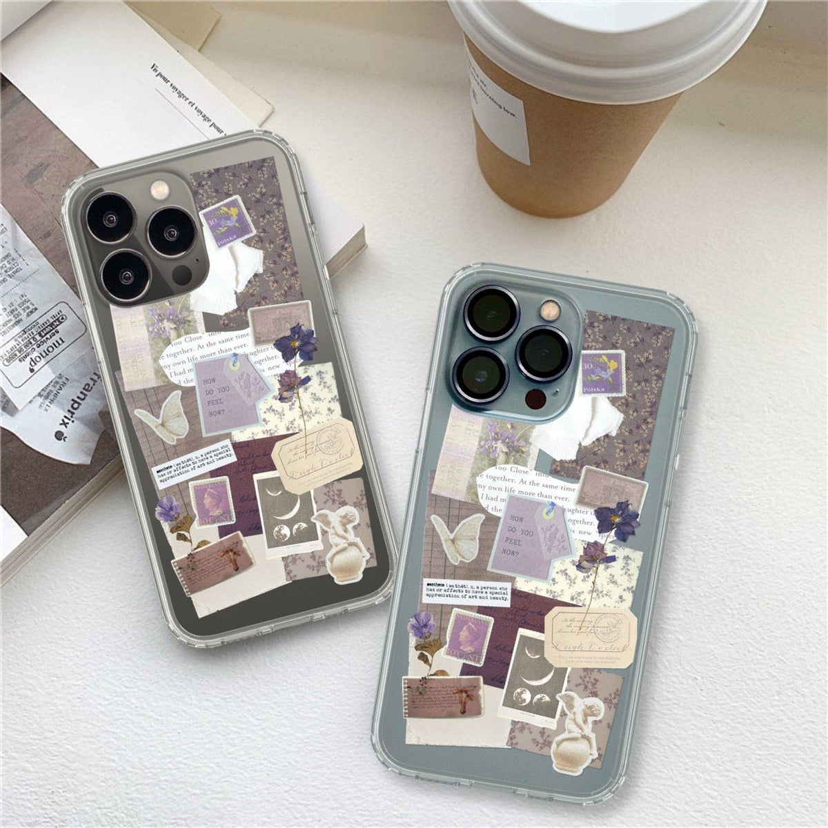 Lavender Aesthetic Collage Clear Phone Case - Main Image