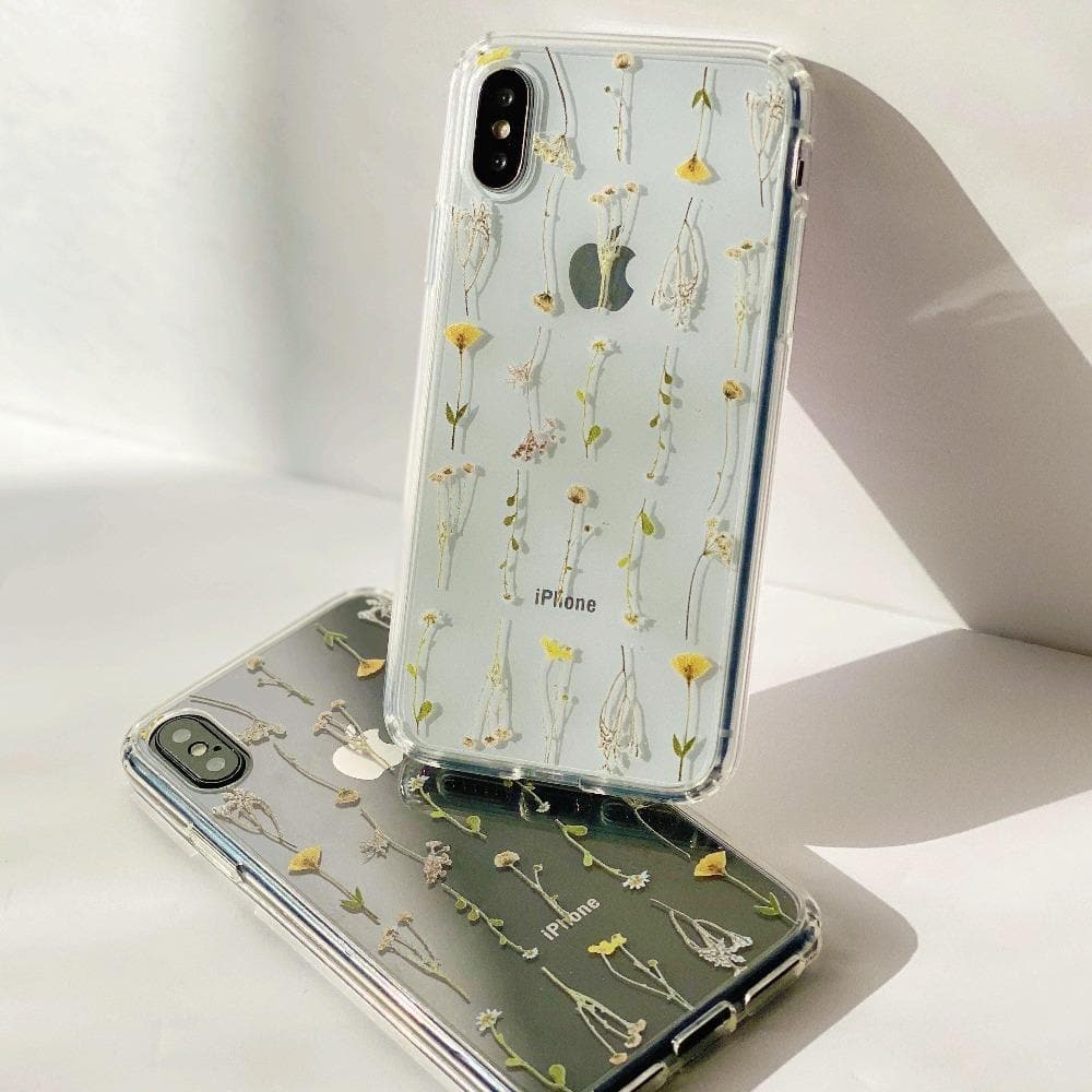Minimal Wild Flower Print Clear Phone Case Minimal Wild Flower Print Clear Phone Case