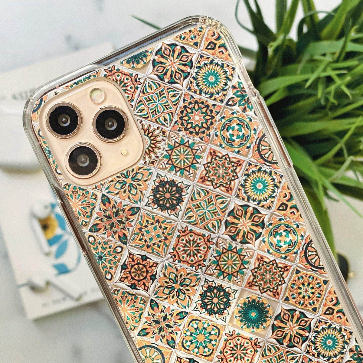 Mosaic Tile Clear Phone Case for Apple iPhone 15 more The