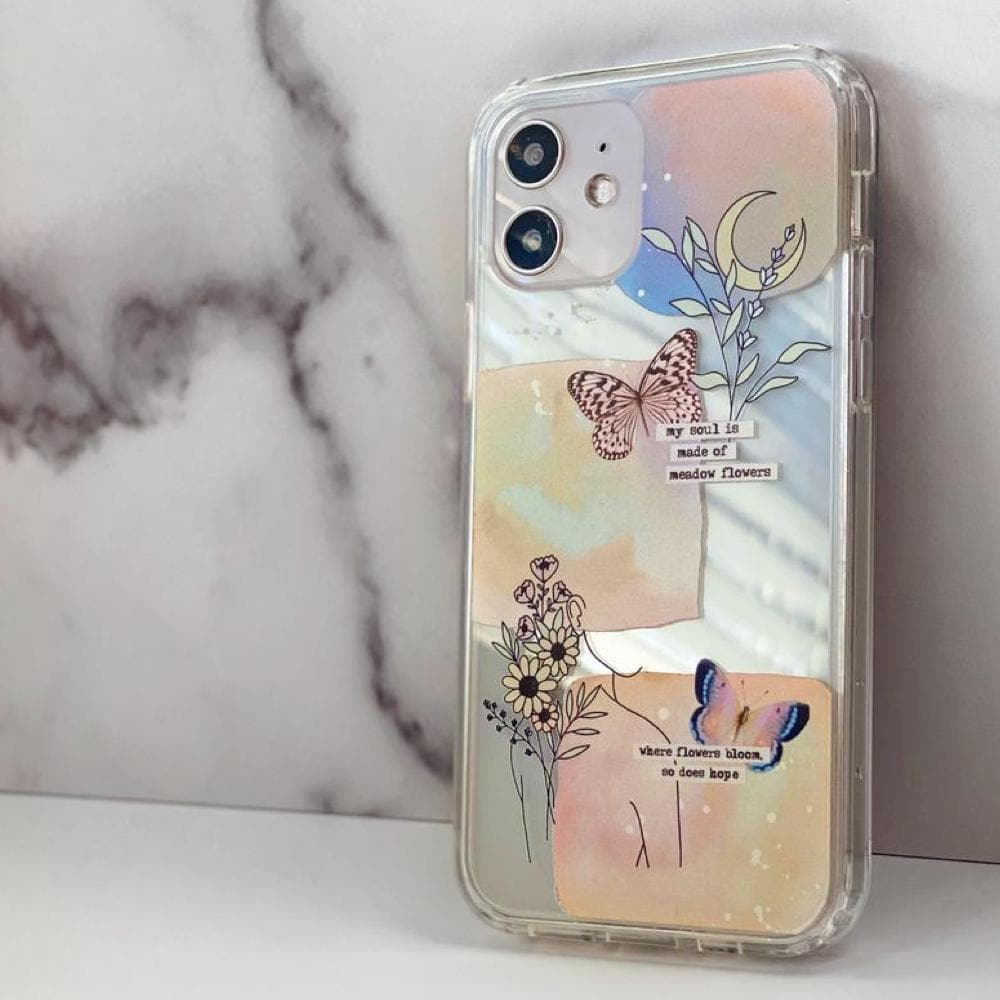 Pastel Line Art Collage Clear Phone Case for Apple iPhone 15