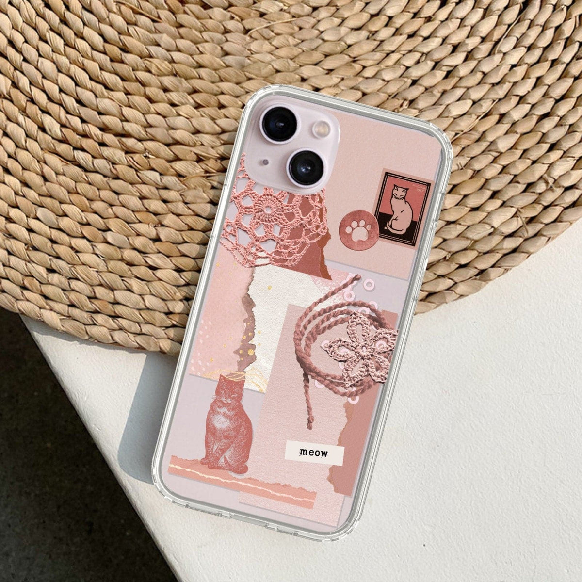 Pink Cat Collage Clear Phone Case Pink Cat Collage Clear Phone Case