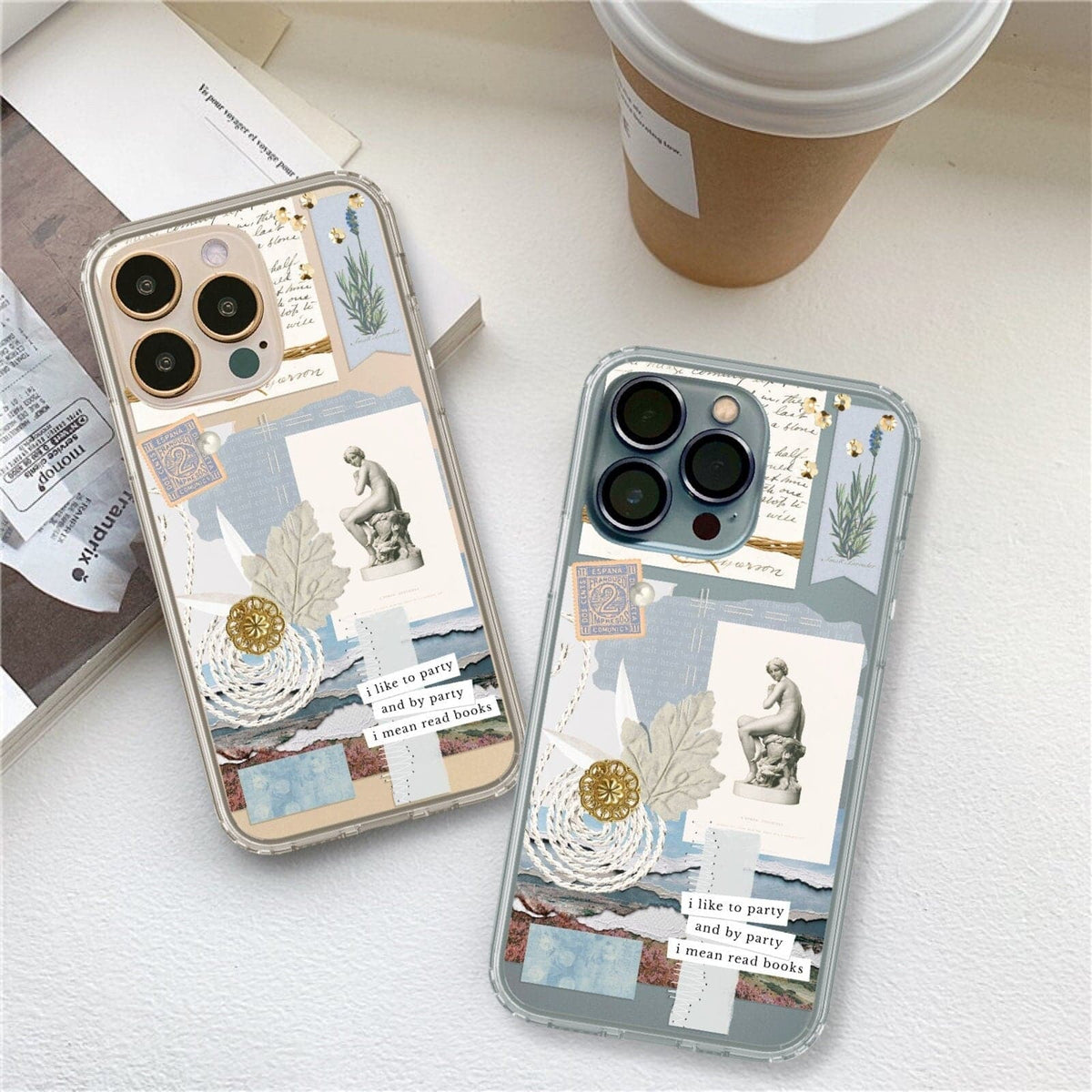 Read Books Collage Clear Phone Case for Apple iPhone 15 more