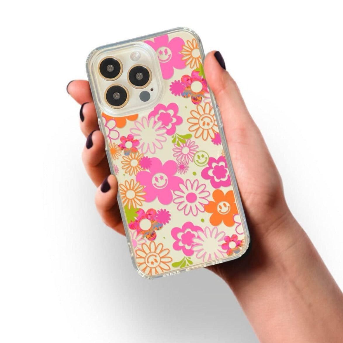 Retro Smiley Face Daisies Clear Phone Case for Apple iPhone 13 (& The Urban Flair Retro Smiley Face Daisies Clear Phone Case for Apple iPhone 13 (& The Urban Flair