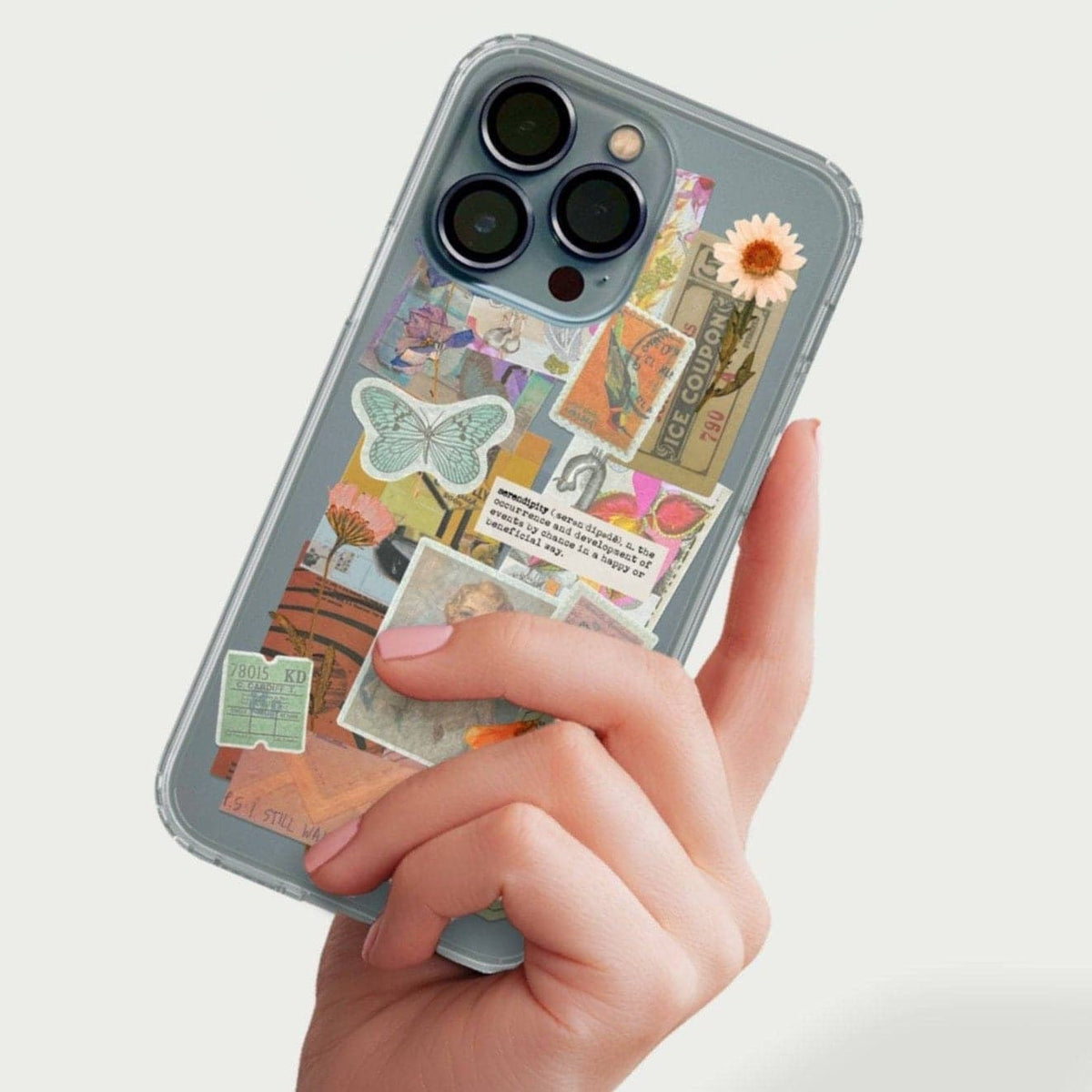 Serendipity Scraps Collage Clear Phone Case for Apple iPhone 13 (&– The Urban Flair Serendipity Scraps Collage Clear Phone Case for Apple iPhone 13 (&– The Urban Flair