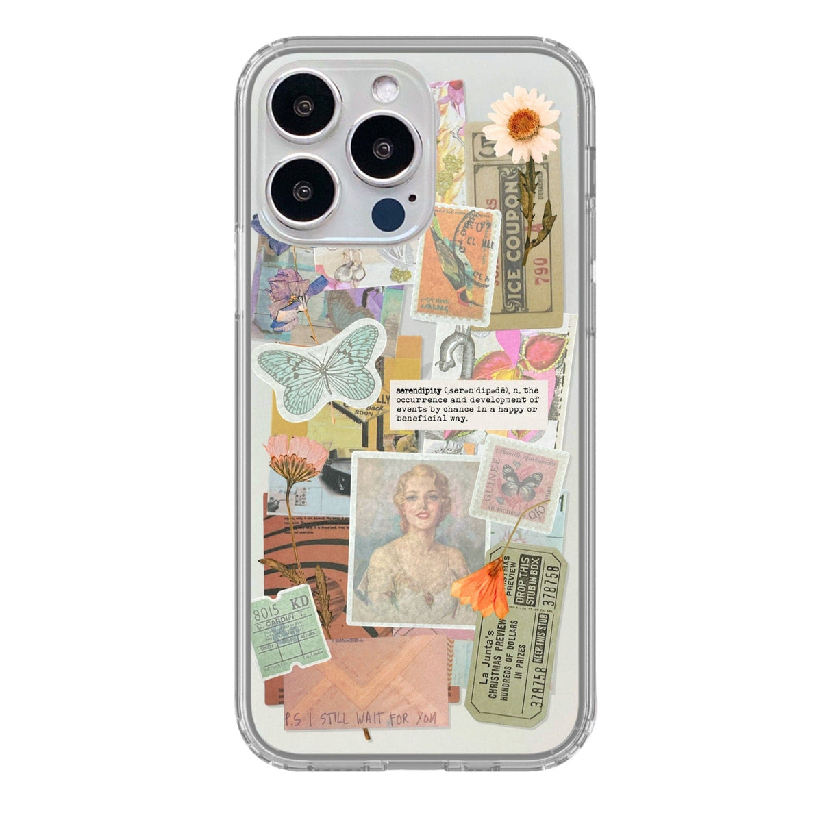 Serendipity Scraps Collage Clear Phone Case - Main Image