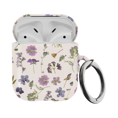 Purple Wild Pressed Flower Print AirPods 1st/2nd Gen Case