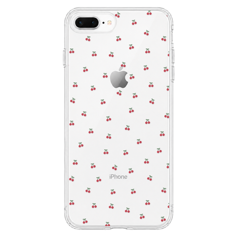 Dainty Micro Cherries Clear Phone Case shown on iPhone 7 Plus/8 Plus