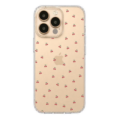 Dainty Micro Cherries Clear Phone Case shown on iPhone 13 Pro