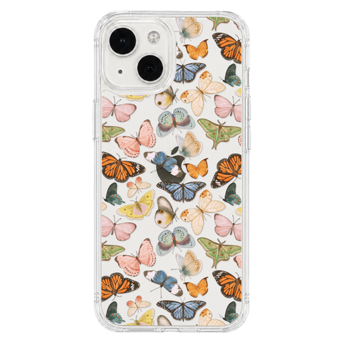 Colorful Butterfly Clear Phone Case shown on iPhone 13 Mini