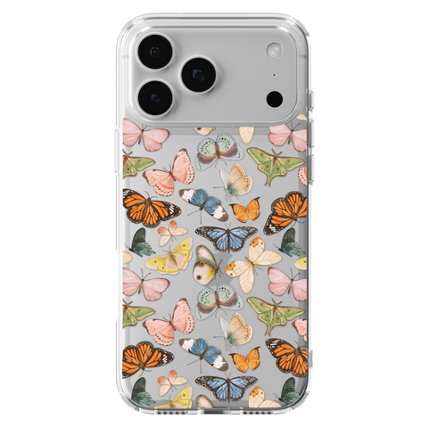 Colorful Butterfly Clear Phone Case shown on iPhone 17 Pro Max