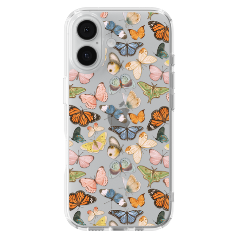 Colorful Butterfly Clear Phone Case shown on iPhone 17
