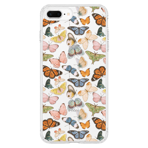 Colorful Butterfly Clear Phone Case shown on iPhone 7 Plus/8 Plus