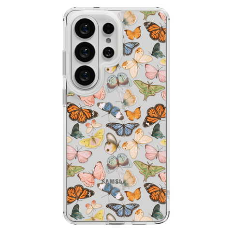 Colorful Butterfly Clear Phone Case shown on Galaxy S26 Ultra