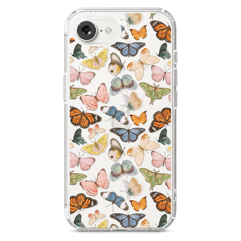 Colorful Butterfly Clear Phone Case shown on iPhone 17e