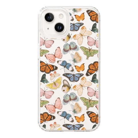 Colorful Butterfly Clear Phone Case shown on iPhone 14