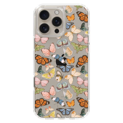 Colorful Butterfly Clear Phone Case shown on iPhone 16 Pro Max
