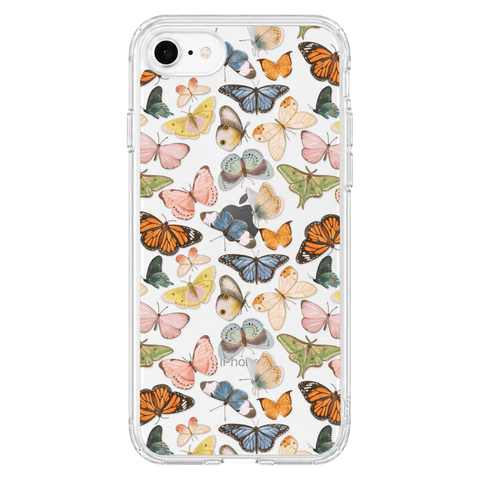 Colorful Butterfly Clear Phone Case shown on iPhone 7/8