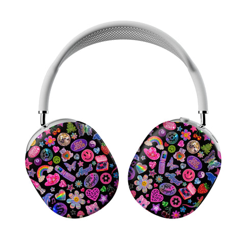 Black Y2K Stickers Print AirPods Max Case