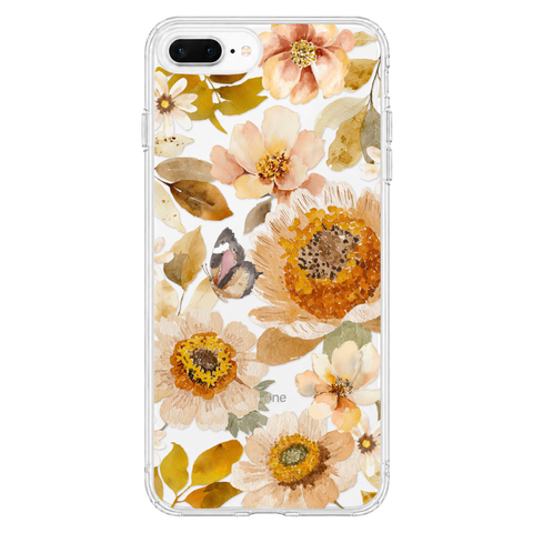 Boho Autumn Wildflowers Clear Phone Case shown on iPhone 7 Plus/8 Plus