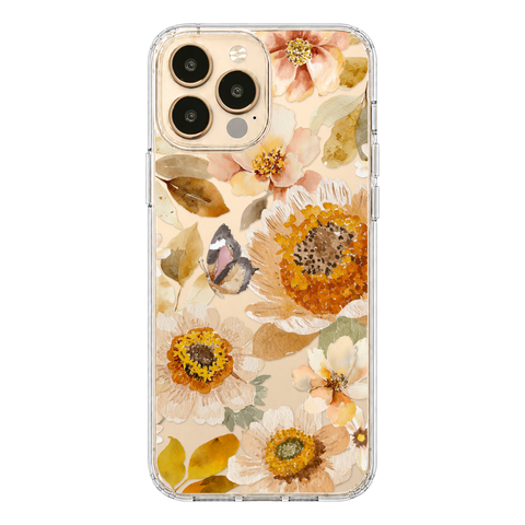 Boho Autumn Wildflowers Clear Phone Case shown on iPhone 13 Pro Max