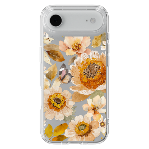 Boho Autumn Wildflowers Clear Phone Case shown on iPhone 17 Air