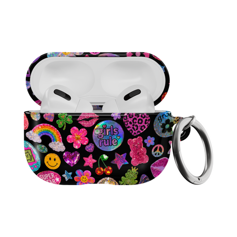 Black Y2K Stickers Print AirPods Pro Case
