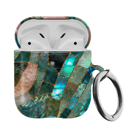 Teal Stained Glass Mosaic Print AirPods 1st/2nd Gen Case