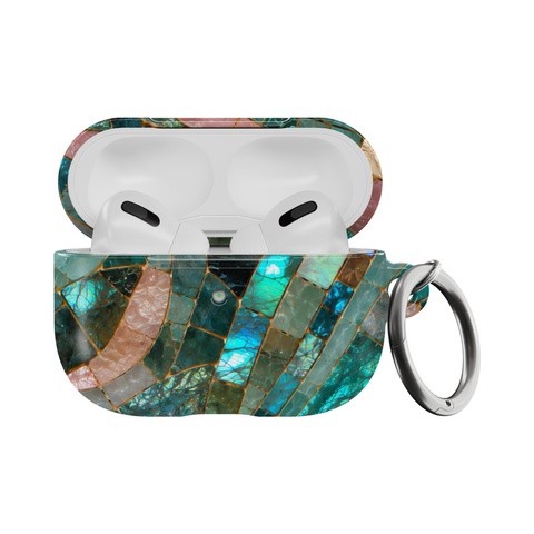 Teal Stained Glass Mosaic Print AirPods Pro Case