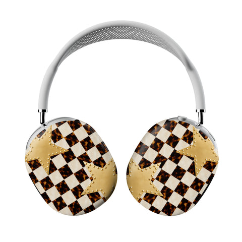 Plaid Tortoise Shell & Gold Stars AirPods Max Case