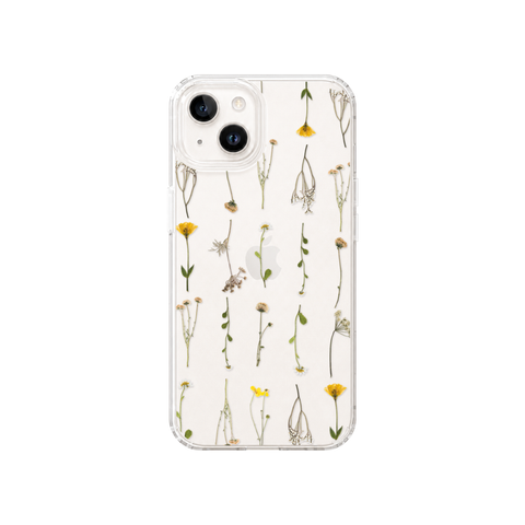 Minimal Wild Flower Print Clear Phone Case