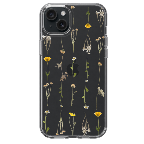 Minimal Wild Flower Print Clear Phone Case