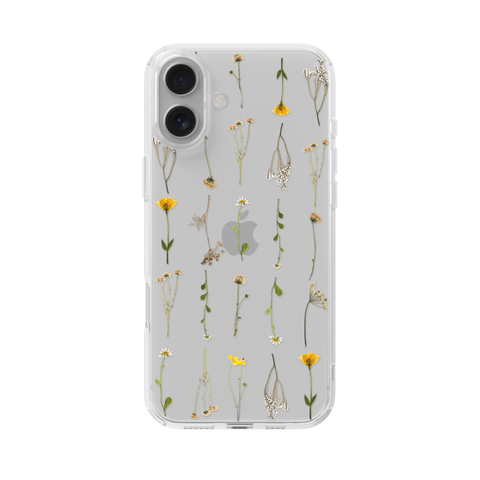 Minimal Wild Flower Print Clear Phone Case
