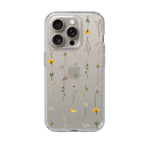 Minimal Wild Flower Print Clear Phone Case