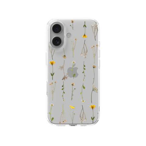 Minimal Wild Flower Print Clear Phone Case