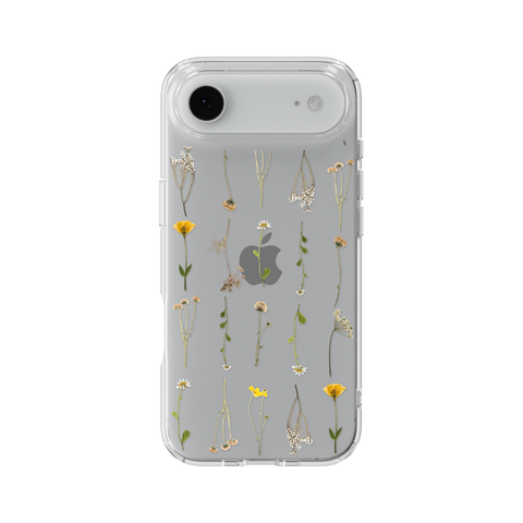 Minimal Wild Flower Print Clear Phone Case
