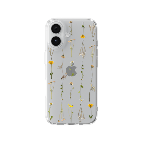 Minimal Wild Flower Print Clear Phone Case