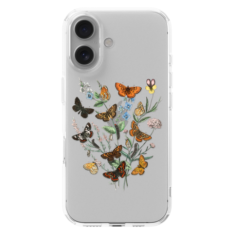 Botany Butterfly Clear Phone Case shown on iPhone 16