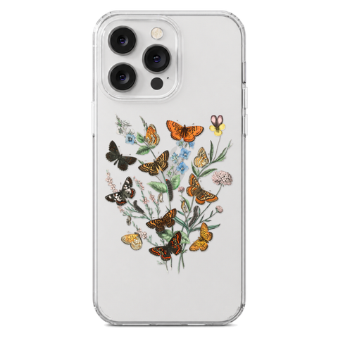 Botany Butterfly Clear Phone Case shown on iPhone 14 Pro Max