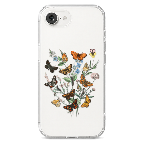 Botany Butterfly Clear Phone Case shown on iPhone 16e